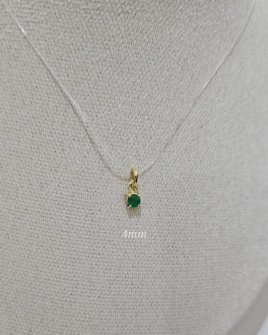 Dije Esmeralda Natural 4mm, caja maciza
