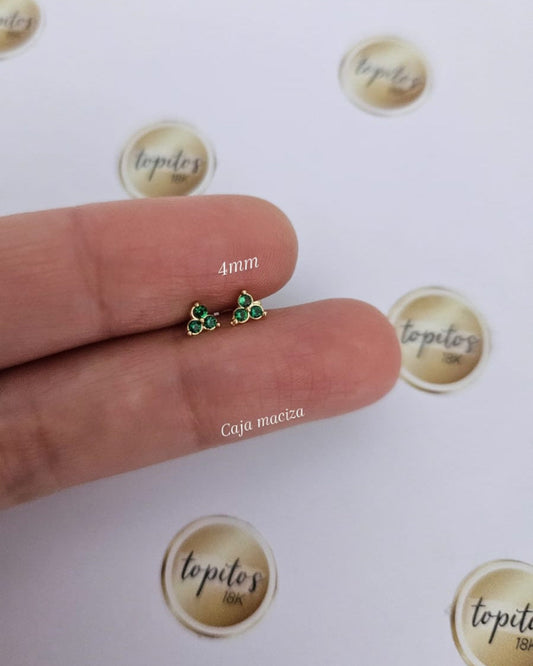 Topos Trebol 4mm verdes, macizos