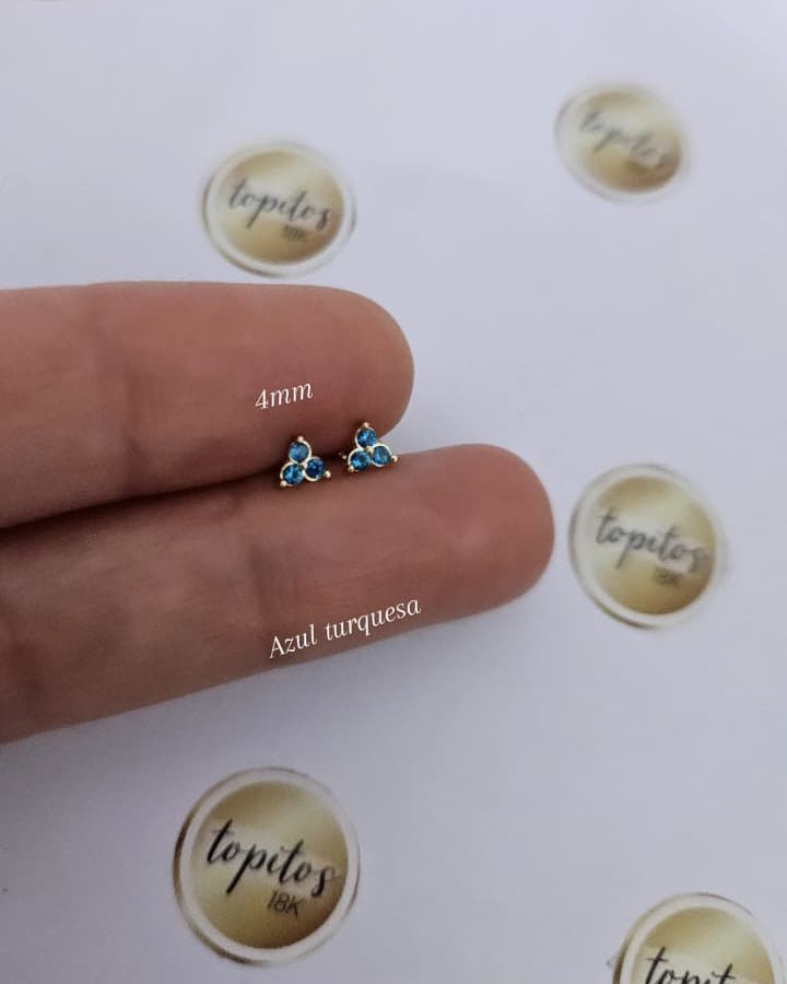 Topos Trebol 4mm, Azul turquesa, macizos