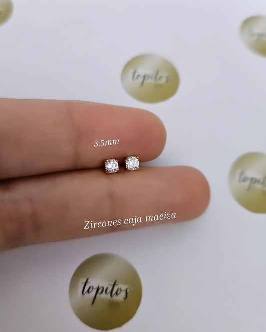 Topos zircones 3.5mm caja maciza